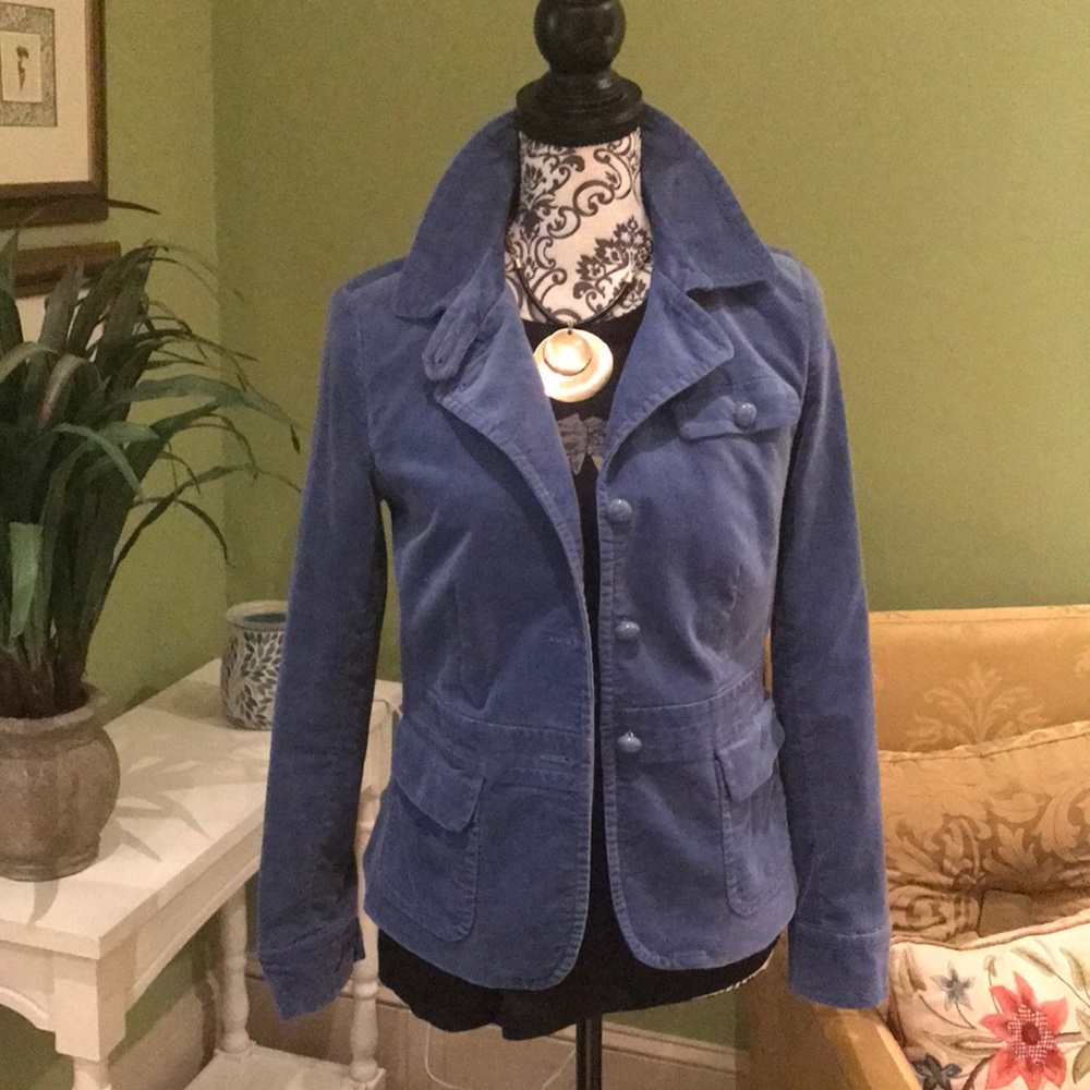 Talbots blue velvet jacket